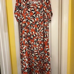LuLaRoe Orange and Black Midi Dress